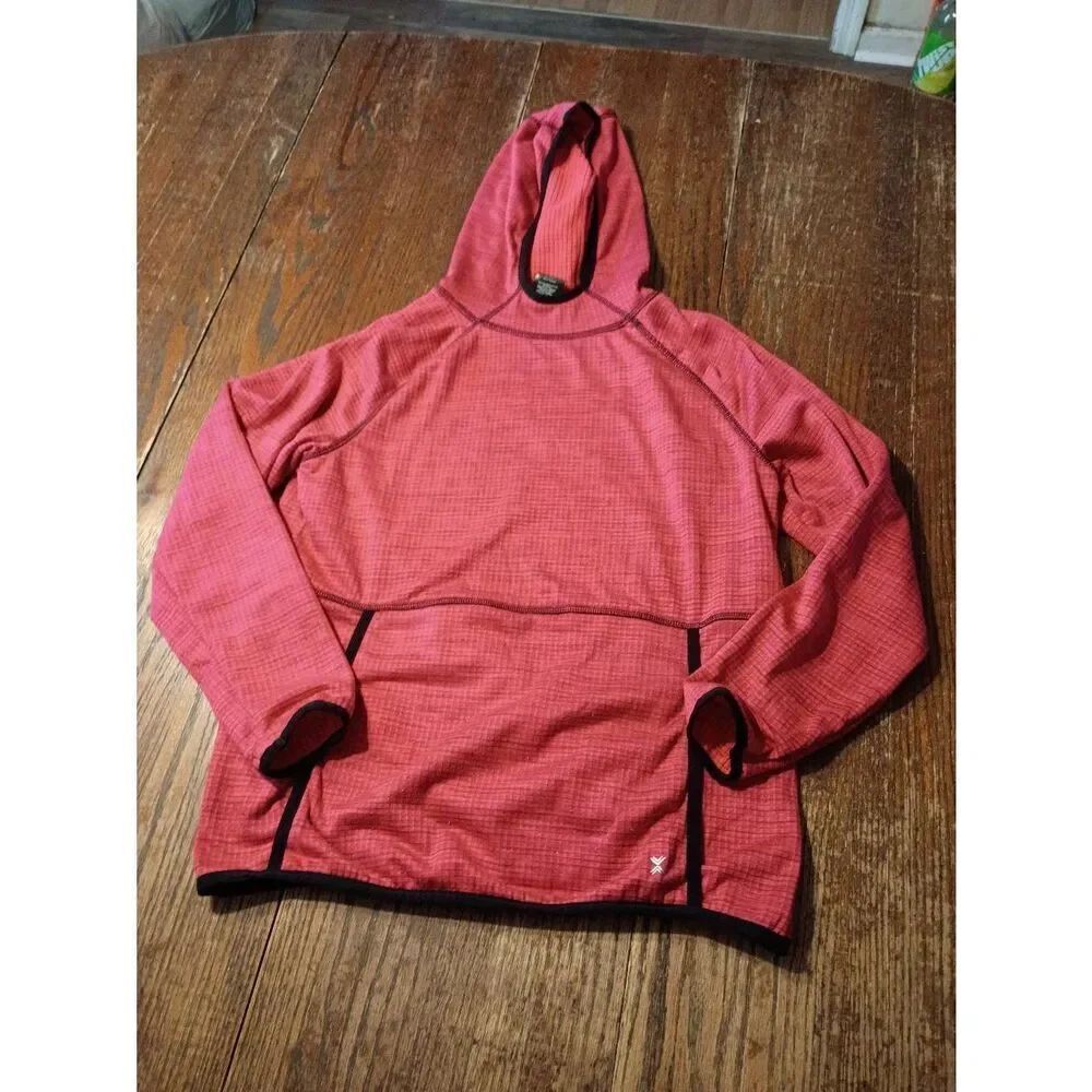 Youth Boys Large 14-16 Xersion Red Orange Long Sleeve Pullover Hoodie Shirt Top